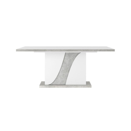 Table GOYA blanc brillant et décor béton