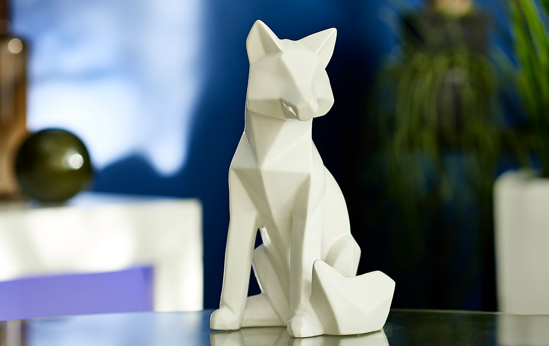 statuette renard origami table basse verre